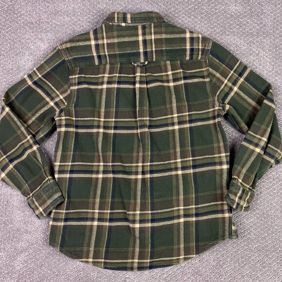Orvis Flannel Shirt Jacket Shacket Men's Small Green Check Plaid Cotton - Picture 5 of 14